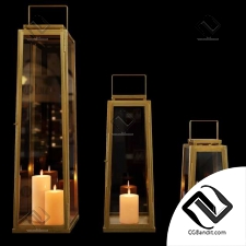 Золотистый фонарь для свечи Golden candle lantern